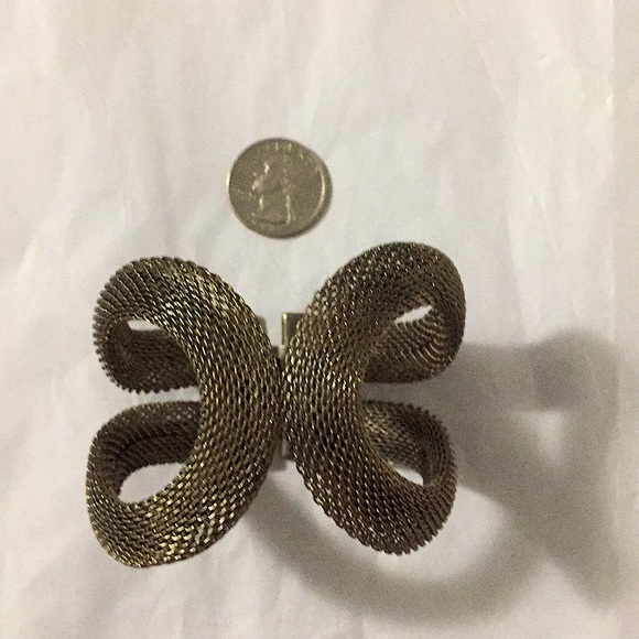 BOHO VINTAGE BRUSHED GOLD MESH METAL HINGE BANGLE BRACELET OS - Picture 4 of 6